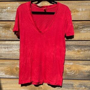 American Appareal Vintage & Tissue thiN  UNISEX Red V-Neck Short Sleeve Tee S